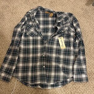 Wrangler Blue and Green Plaid Shirt